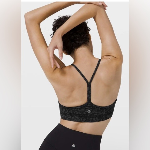 Lululemon Flow Y Nulu Racerback Black Leopard Camo Athleisure Gym Sports Bra 14 - Picture 3 of 7